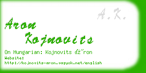 aron kojnovits business card